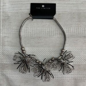 The Limited Black and Silver 3-D Floral Statement Necklace
